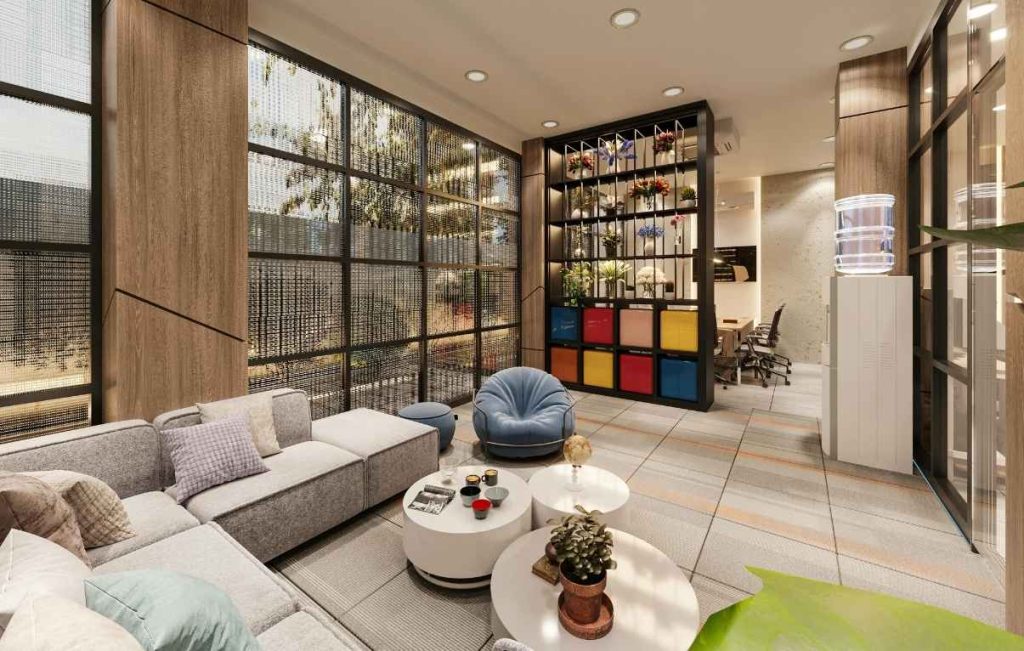 Contraste de matières dans un salon